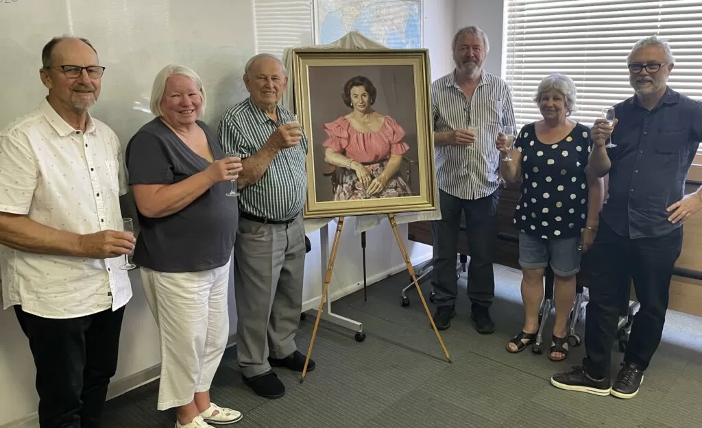 The board toasting the generous bequest of Maud Kaljot at the AGM